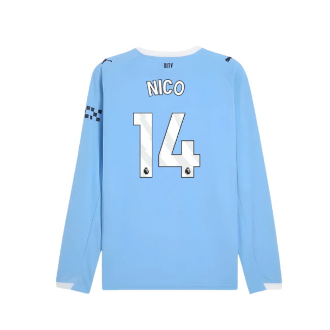 2025-2026 Man City Long Sleeve Home Shirt (Nico 14)-SoccerKits Hub | Buy Soccer Jerseys Online